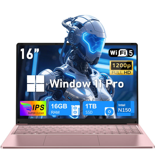 NIAKUN Gaming Laptop,Lap Top Computer Windows 11 Pro 2026,16GB RAM 1TB SSD,Intel N150 Processor, Backlit Keyboard,16 FHD Display