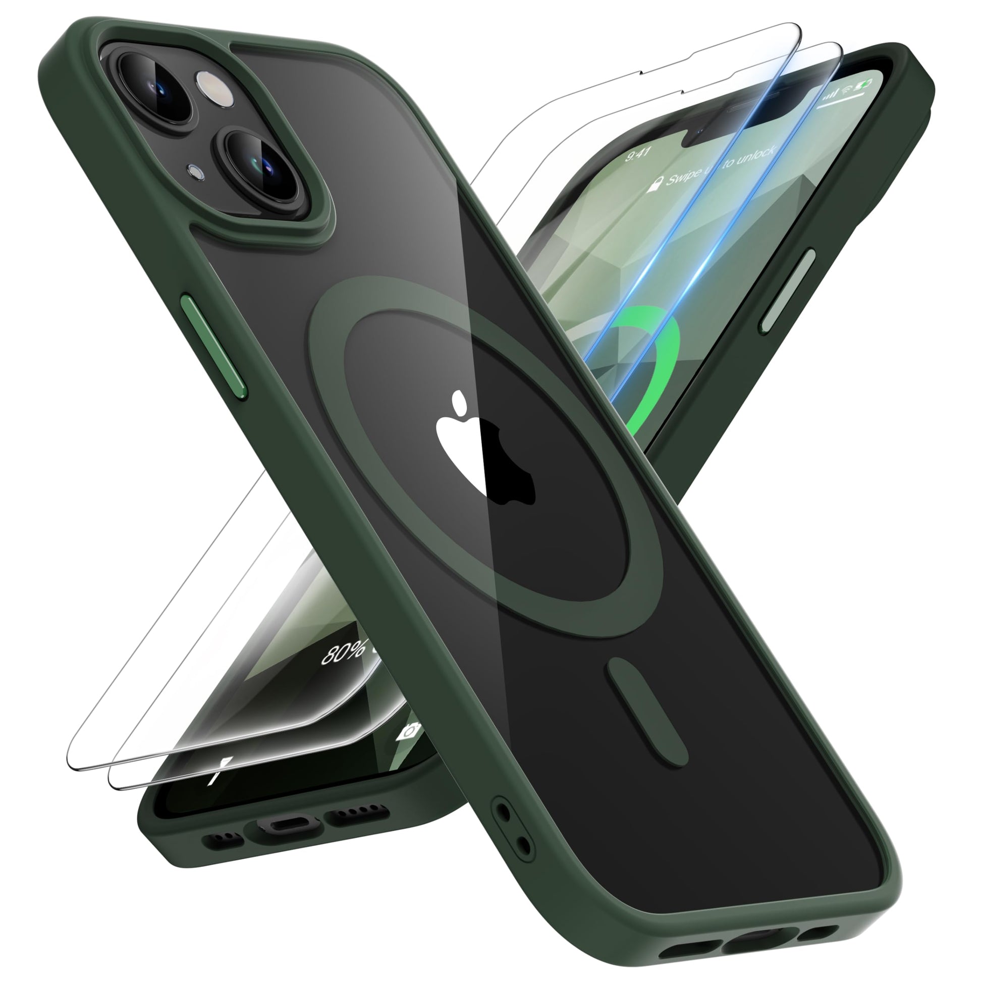 ORETECH Magnetic for iPhone 13 Case, [Compatible with Mag-Safe][2 Pcs Screen Protectors][15 FT Drop Protection], Transparent Bac