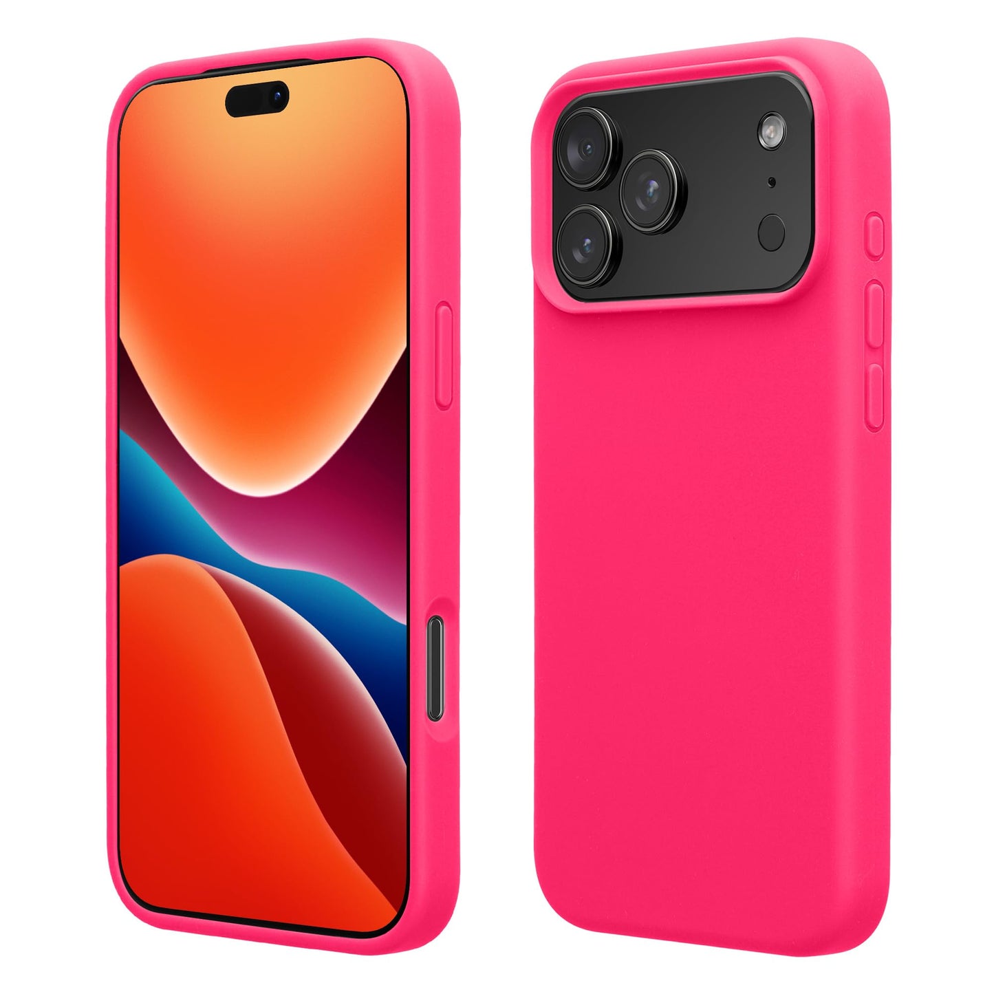 kwmobile Case Compatible with Apple iPhone 17 Pro Max Case - TPU Silicone Phone Cover with Soft Finish - Neon Pink