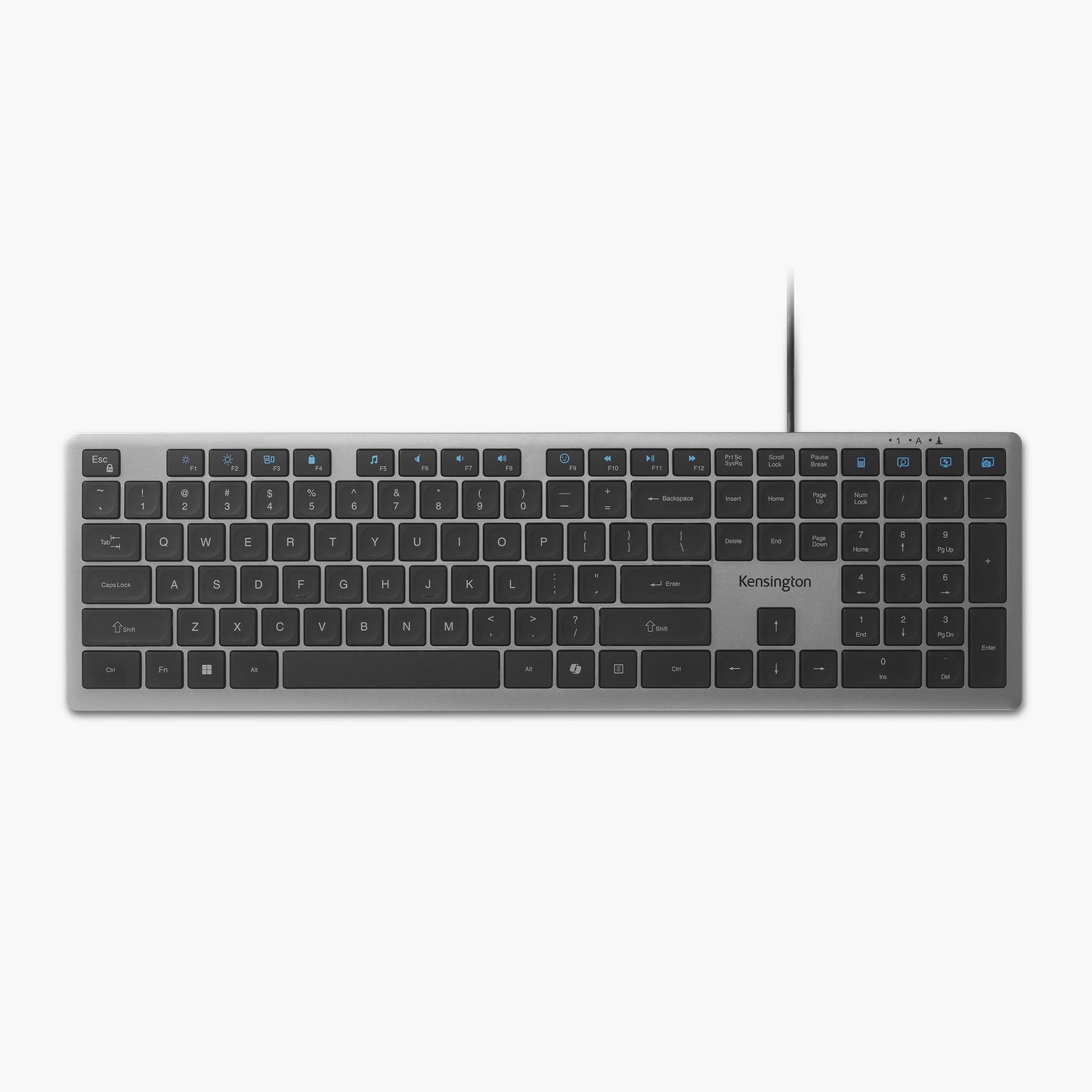 Kensington KB515 USB-C Wired Keyboard, Full-Size Layout, Quiet Scissor-Switch Keys, Programmable, Copilot Hotkey, USB-A Adapter