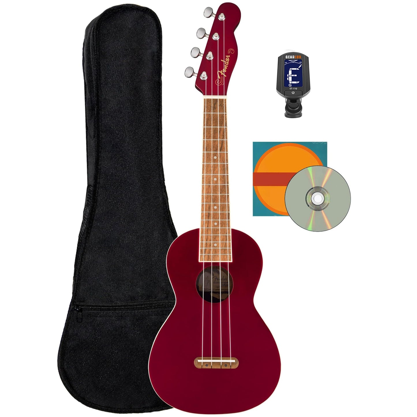 Fender Venice Soprano Ukulele - Daphne Blue Bundle with Gig Bag, Tuner, and Austin Bazaar Instructional DVD