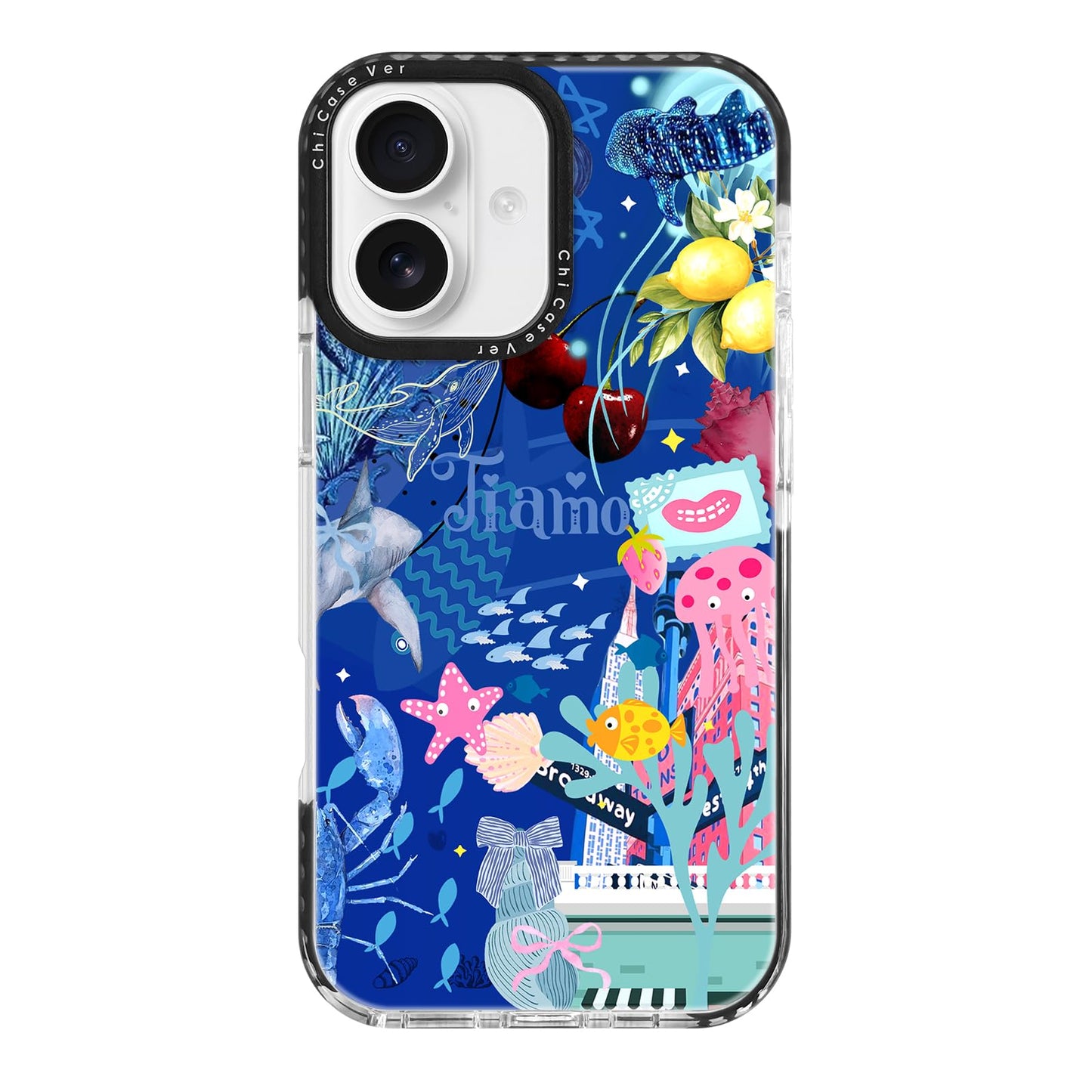 ChiCaseVer for Cute iPhone 17 Case Pink Ocean Adventure Collage Pattern Military Grade Drop Protection, Voyage TPU with Camera P