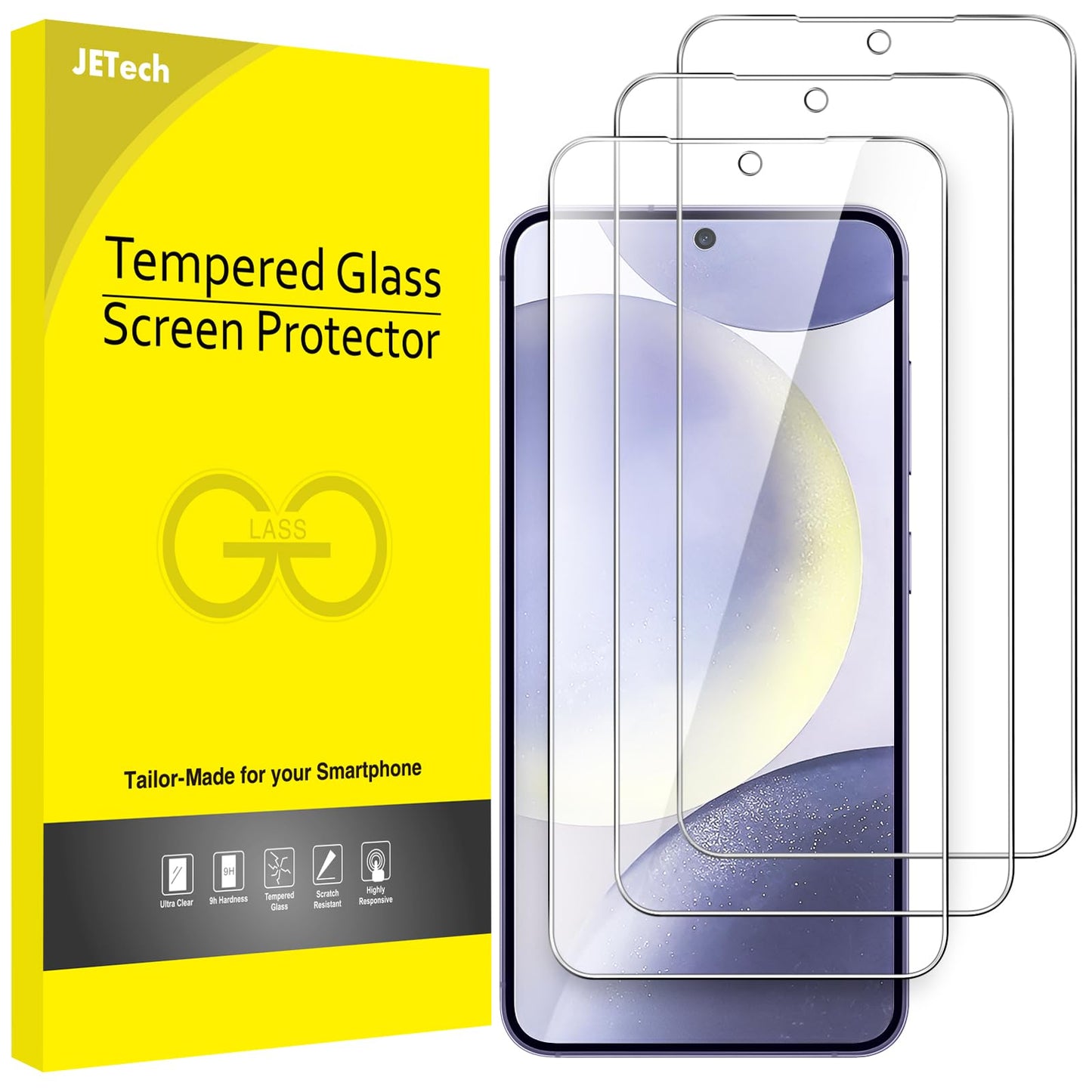 JETech Screen Protector for Samsung Galaxy S24+ / S24 Plus 5G 6.7-Inch, Tempered Glass Film, Fingerprint ID Compatible, HD Clear