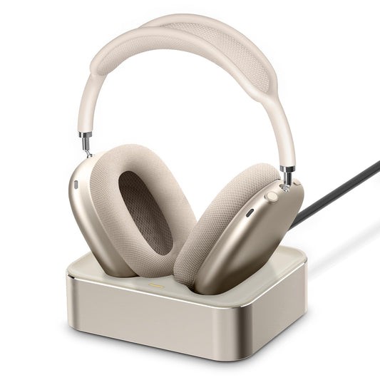 Headphone Charging Station for AirPods Max 2024 & 2020 - Magnetic Headset Charger Dock with Dual Connectors (Starlight)