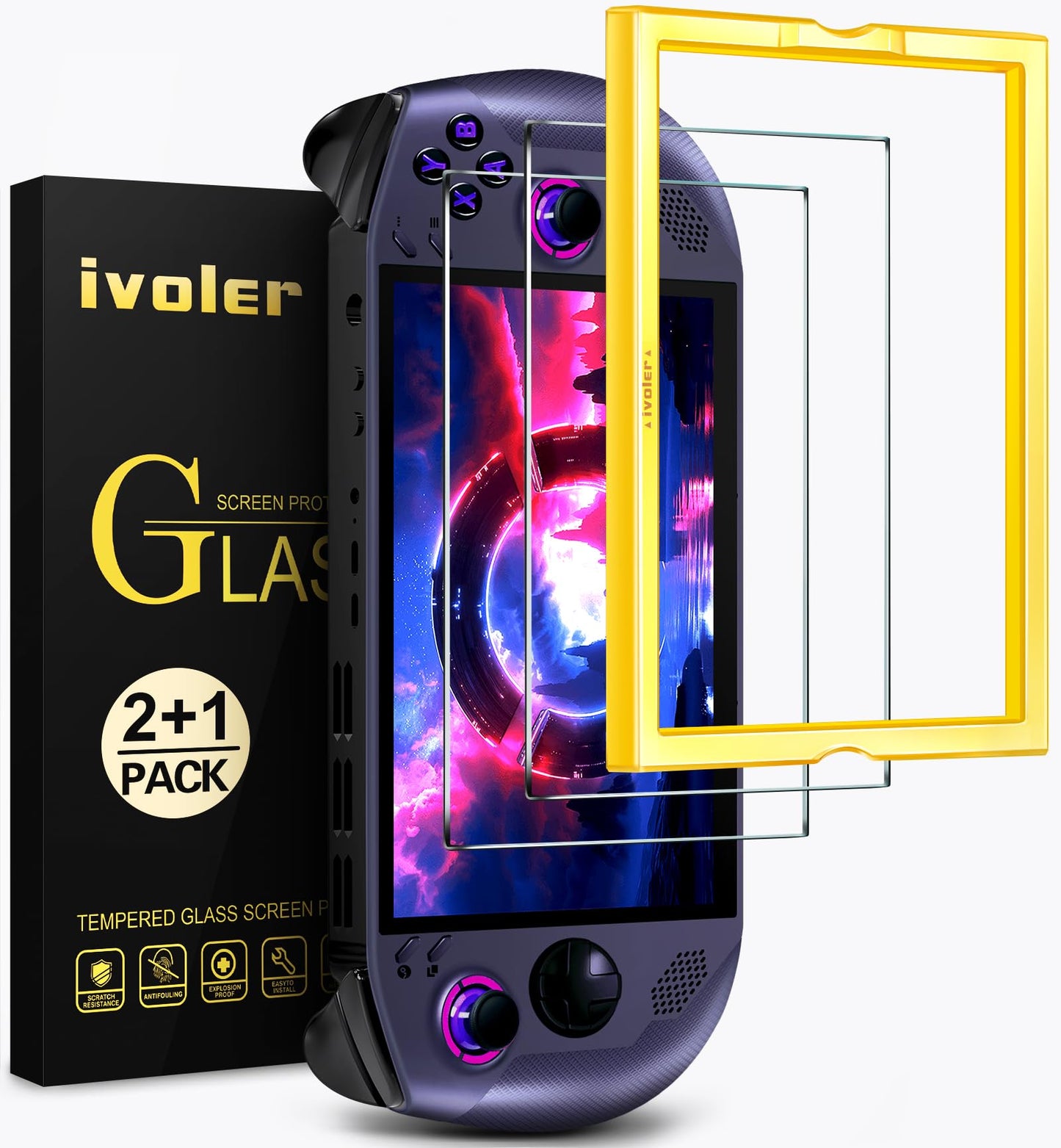 ivoler 2 Pack Screen Protector for Lenovo Legion Go S Handheld 2025 with Alignment Frame, Tempered Glass, 8 inch Full Coverage,