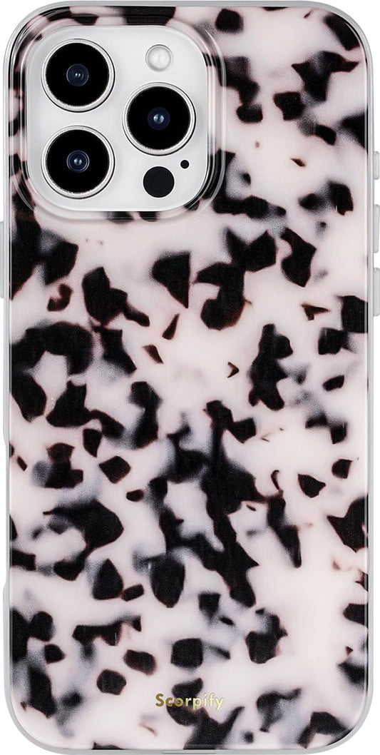 SCORPIFY for iPhone 16 Pro Case [Compatible with MagSafe] with Pink Tortoise Shell Design, Cute Brown Magnetic Phone Cover for W