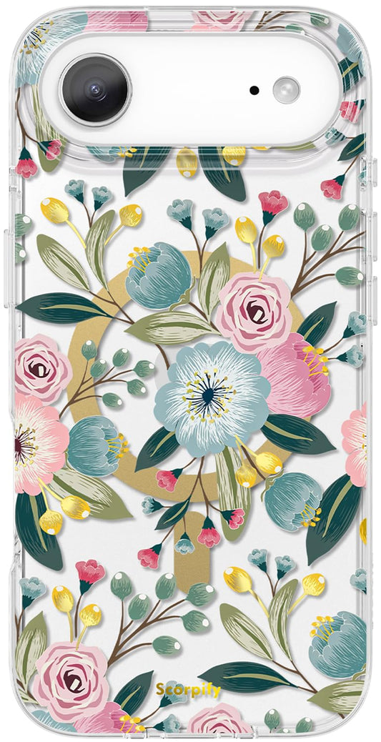 SCORPIFY for iPhone 17 Air Case [Compatible with MagSafe] with Hibiscus Floral Design, Cute Clear Flower Magnetic Phone Cover fo