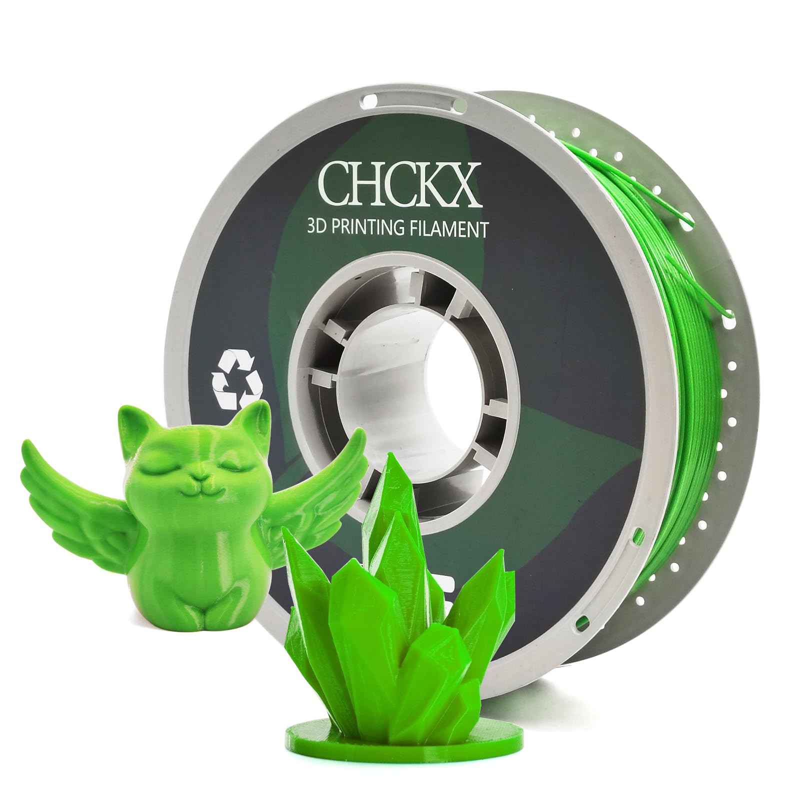 CHCKX PETG 3D Printer Filament, Dimensional Accuracy +/- 0.03 mm, 1kg Spool(2.2lbs), 1.75 mm Fit for Most 3D Printers,Green