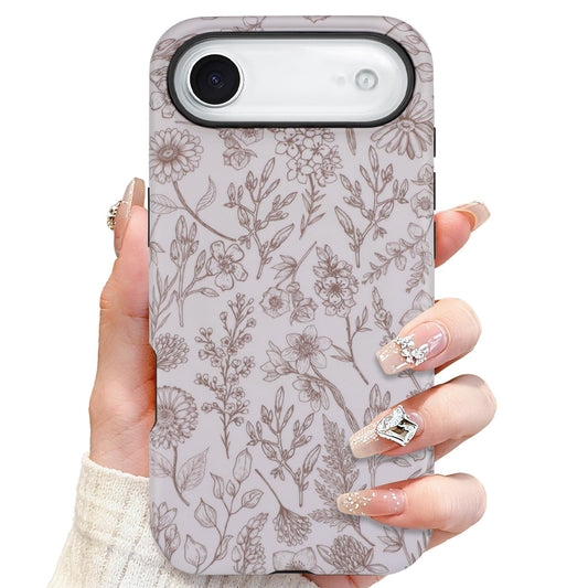 SOKAD Magnetic Sage Floral Phone Case for iPhone Air, Vintage Beige Flower Pattern Compatible with Magsafe Matte Protective Case