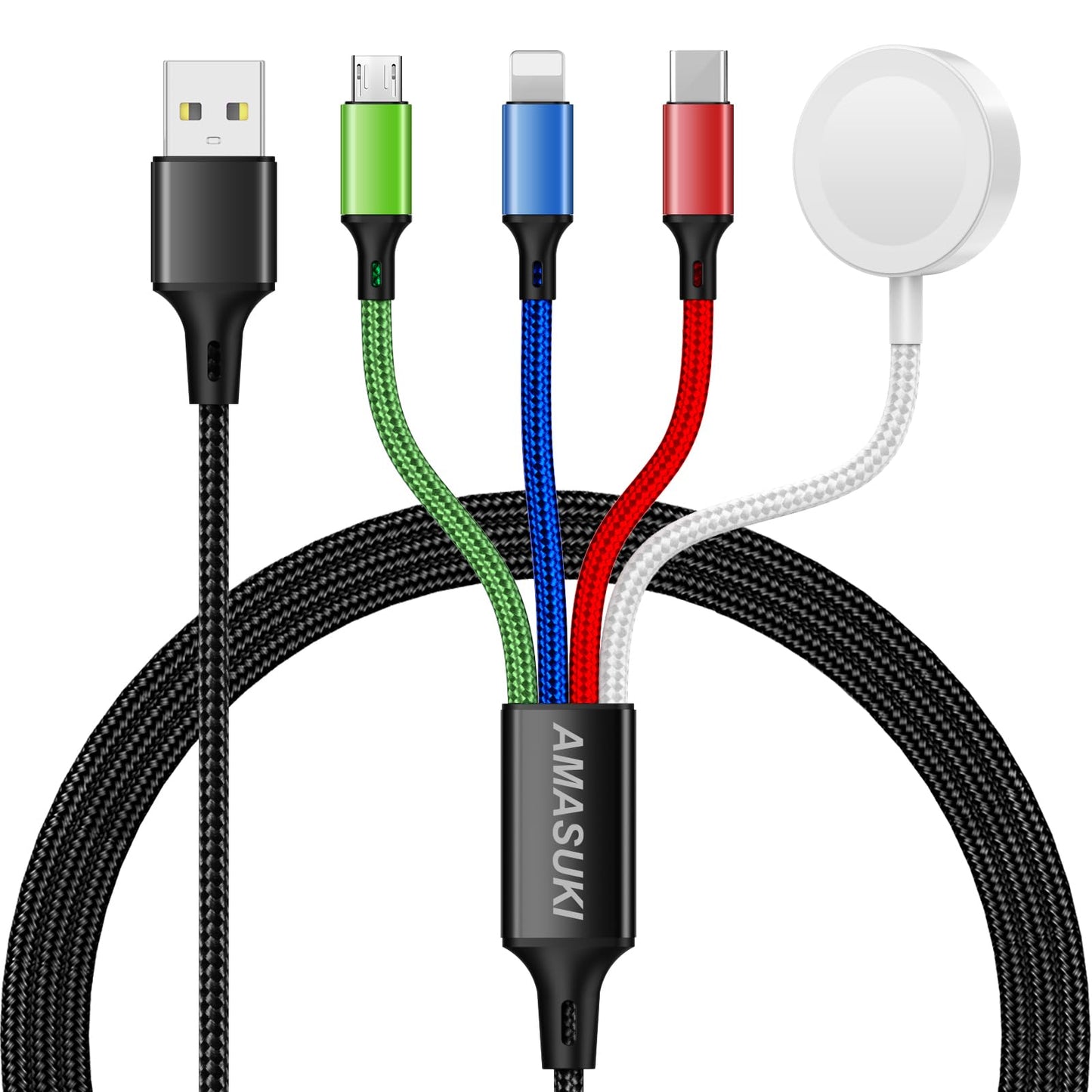 Travel Essentials,4 in 1 for Apple Watch Charger/iPhone Charger/Multi Charging Cable Cord,Vacation RV Camping Essentials,USB C/L