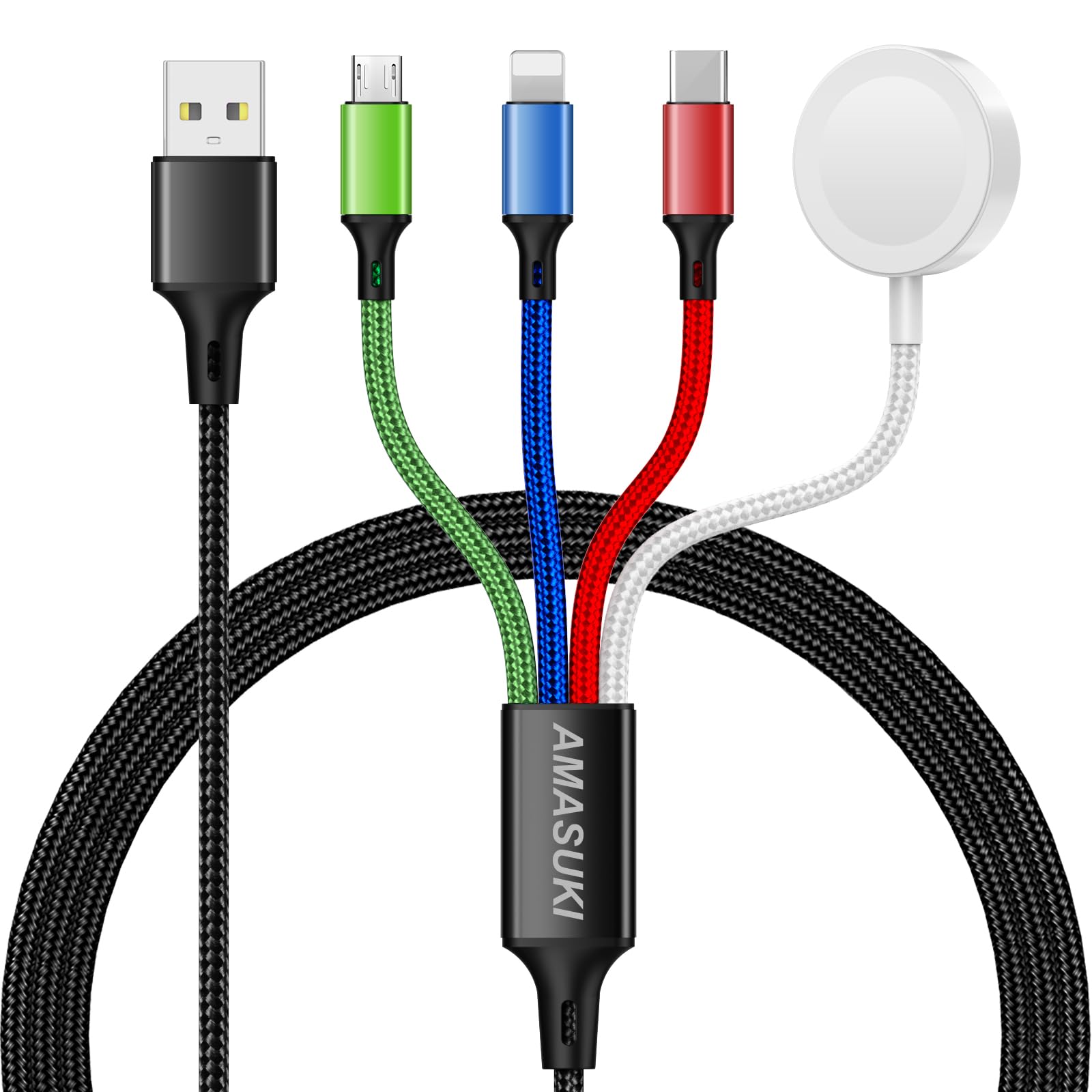 Travel Essentials,4 in 1 for Apple Watch Charger/iPhone Charger/Multi Charging Cable Cord,Vacation RV Camping Essentials,USB C/L