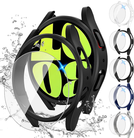 Tensea [5+5Pack for Samsung Galaxy Watch 6 Screen Protector Case 44mm Accessories, Hard PC Bumper/HD Anti-Fog Tempered Glass Pro