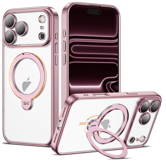AmoraAqua Compatible with iPhone 17 Pro Max Case with 360 Rotatable Magnetic Ring Stand [Compatible with Mag-Safe] Camera Lens P