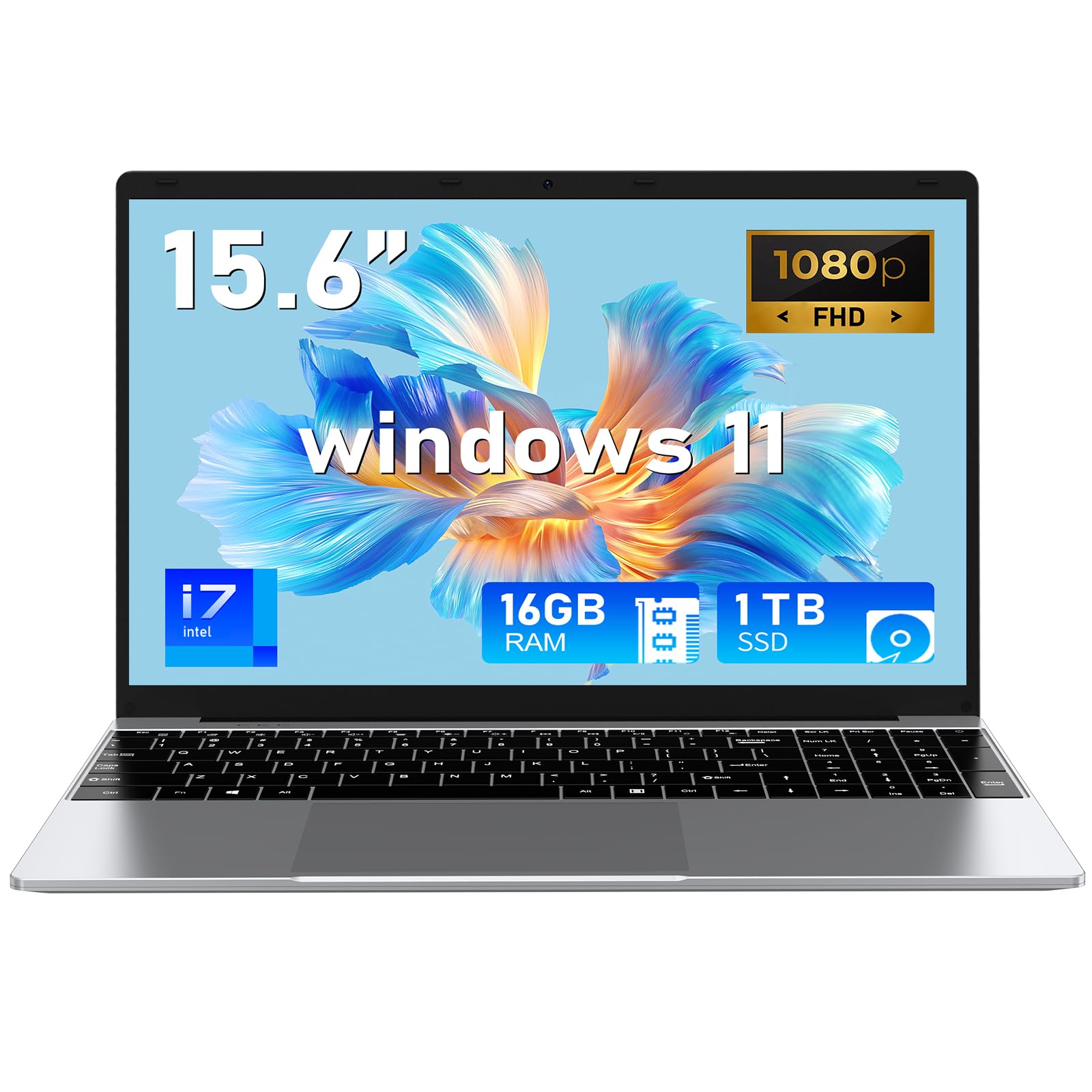 NIAKUN Laptop Computer, Gaming Laptops 2026, 15.6 Inch Lap Top PC Windows 11 Pro, 16GB RAM 1TB SSD, Core i7-7600U Processor(up t