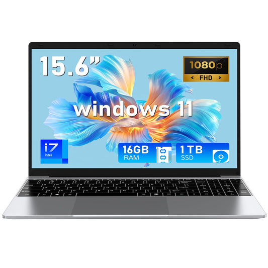 NIAKUN Laptop Computer, Gaming Laptops 2026, 15.6 Inch Lap Top PC Windows 11 Pro, 16GB RAM 1TB SSD, Core i7-7600U Processor(up t