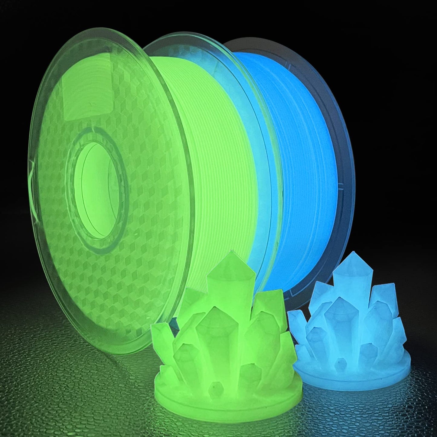 iSANMATE 3D Printer Filament, PLA Filament Glow in The Dark Green and Blue, 1.75mm Dimensional Accuracy +/- 0.03 mm, 2kg Spool