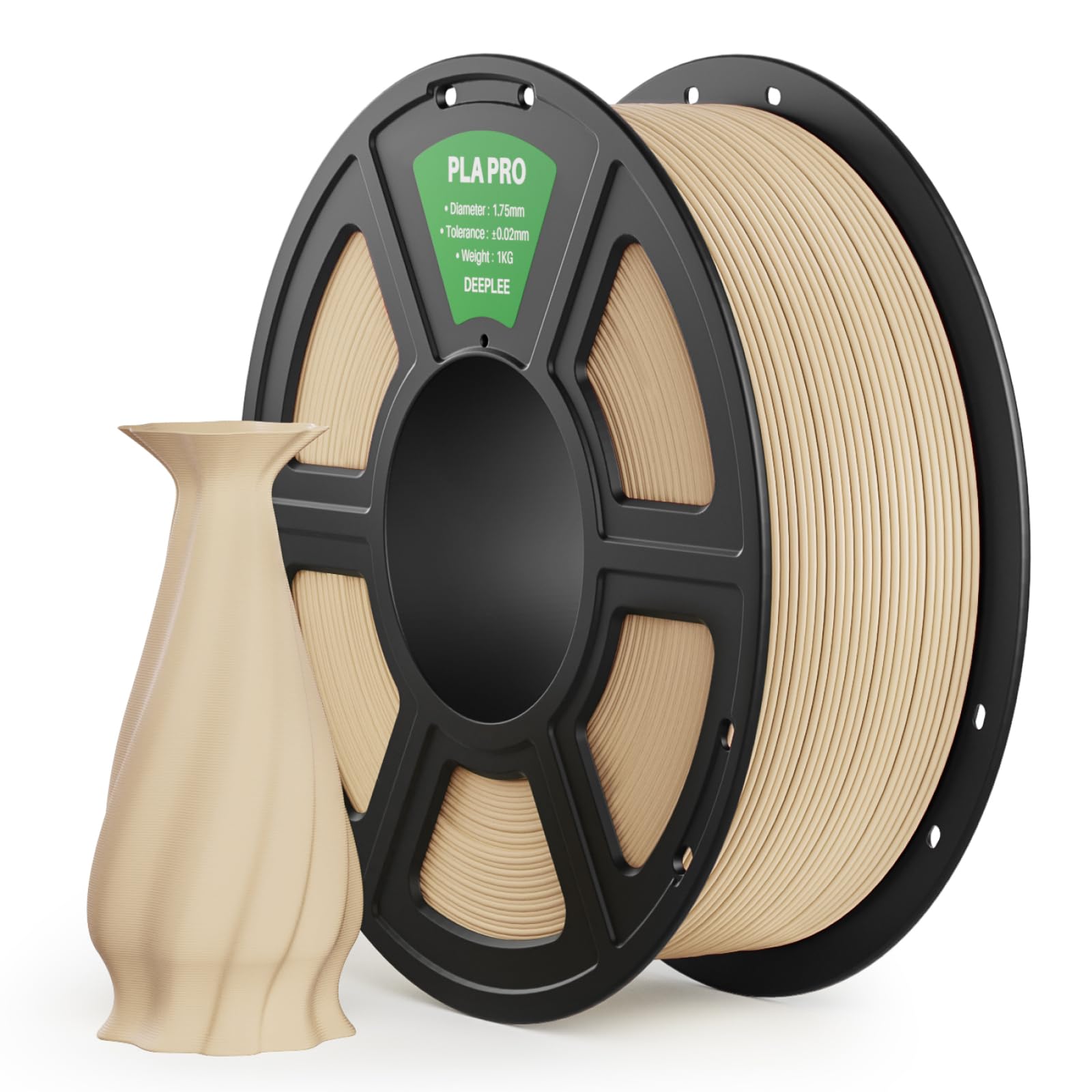 DEEPLEE PLA PRO Filament 1.75mm Beige 1KG, Stronger Toughness 3D Printer Filament, PLA Filament Dimensional Accuracy 0.02 mm, Ne