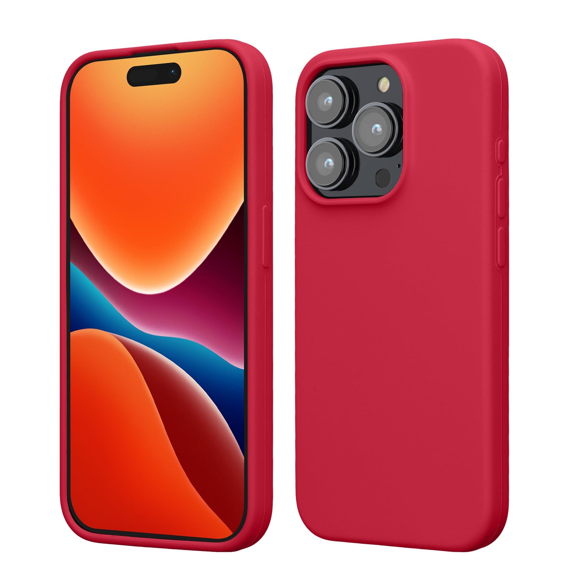 kwmobile Case Compatible with iPhone 15 Pro Case - Slim Soft TPU Silicone Cover - Pomegranate Red