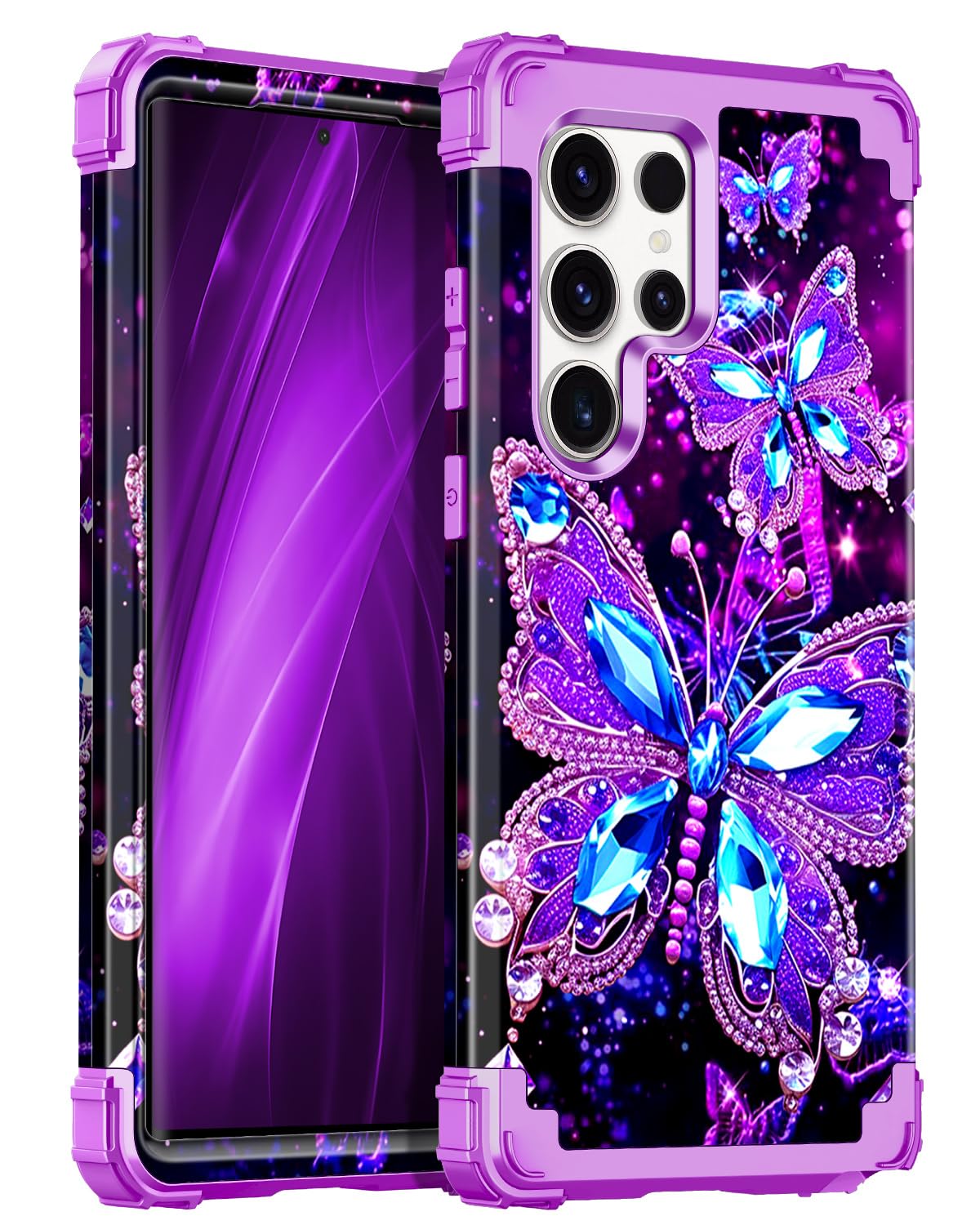 Hekodonk for Galaxy S22 Ultra Case,Three Layer Heavy Duty Shockproof Protection Hard Plastic+Soft Silicone Full Body Drop Protec