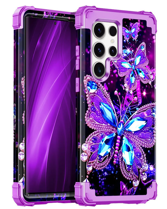 Hekodonk for Galaxy S22 Ultra Case,Three Layer Heavy Duty Shockproof Protection Hard Plastic+Soft Silicone Full Body Drop Protec