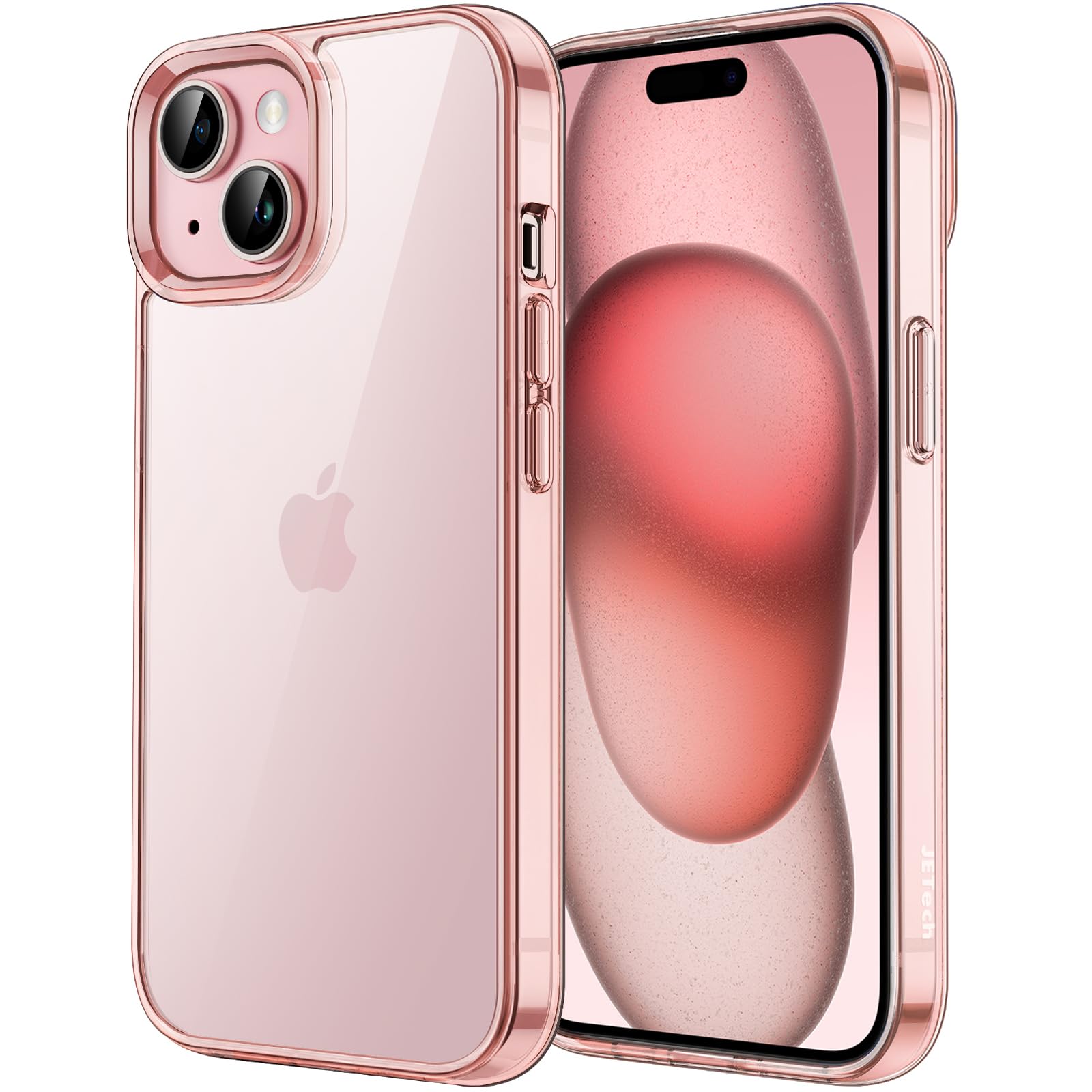 JETech Case for iPhone 15 Plus 6.7-Inch, Non-Yellowing Shockproof Phone Bumper Cover, Anti-Scratch Clear Back (Pink)