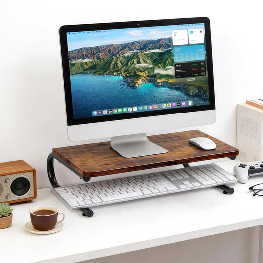 ARCOBIS Monitor Riser for Desk, Wood & Metal Computer Monitor Stand, Laptop, PC, Printer Stand Riser, Rustic Brown