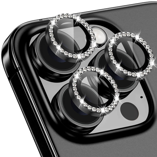 Xfilm for iPhone 16 Pro/16 Pro Max Camera Lens Protector Bling Individual Metal Diamond Ring 9H Hardness Scratchproof Protector,
