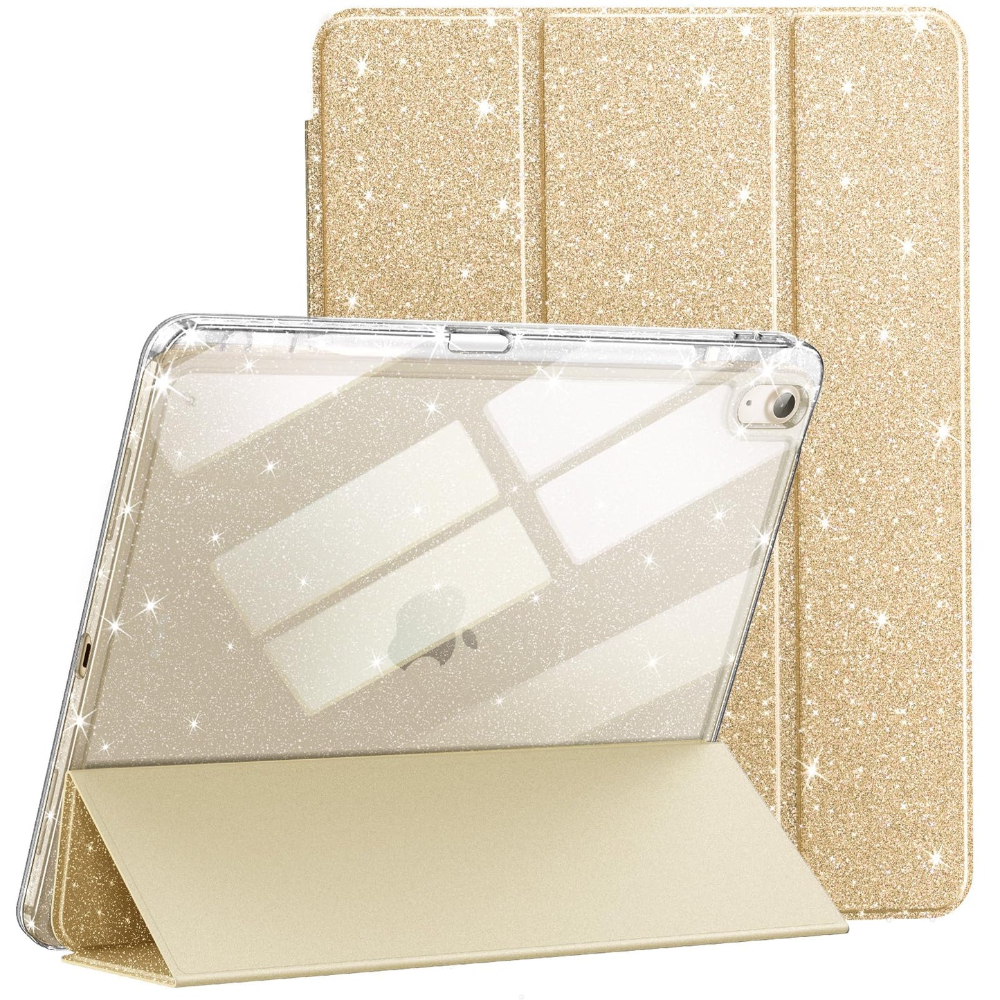 JETech Glitter Case for iPad Air 11-Inch M3/M2 (2025/2024), iPad Air 5/4 (2022/2020 5th/4th) with Pencil Holder, Cute Sparkly Sl