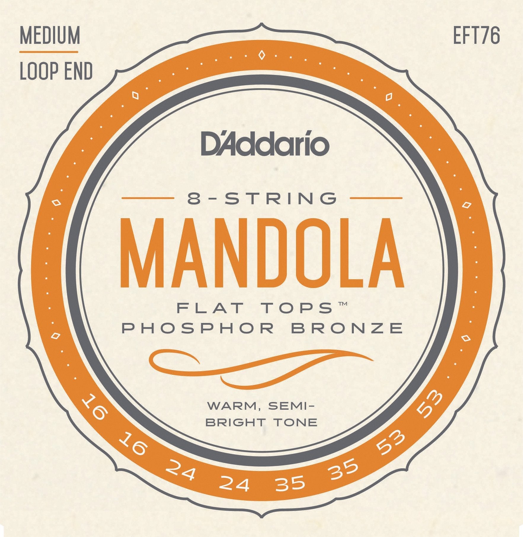 DAddario EFT76 Flat Tops Mandola Strings, Medium, 16-53
