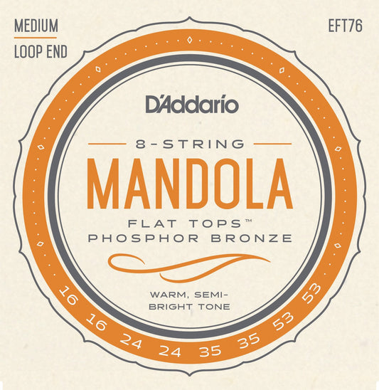 DAddario EFT76 Flat Tops Mandola Strings, Medium, 16-53
