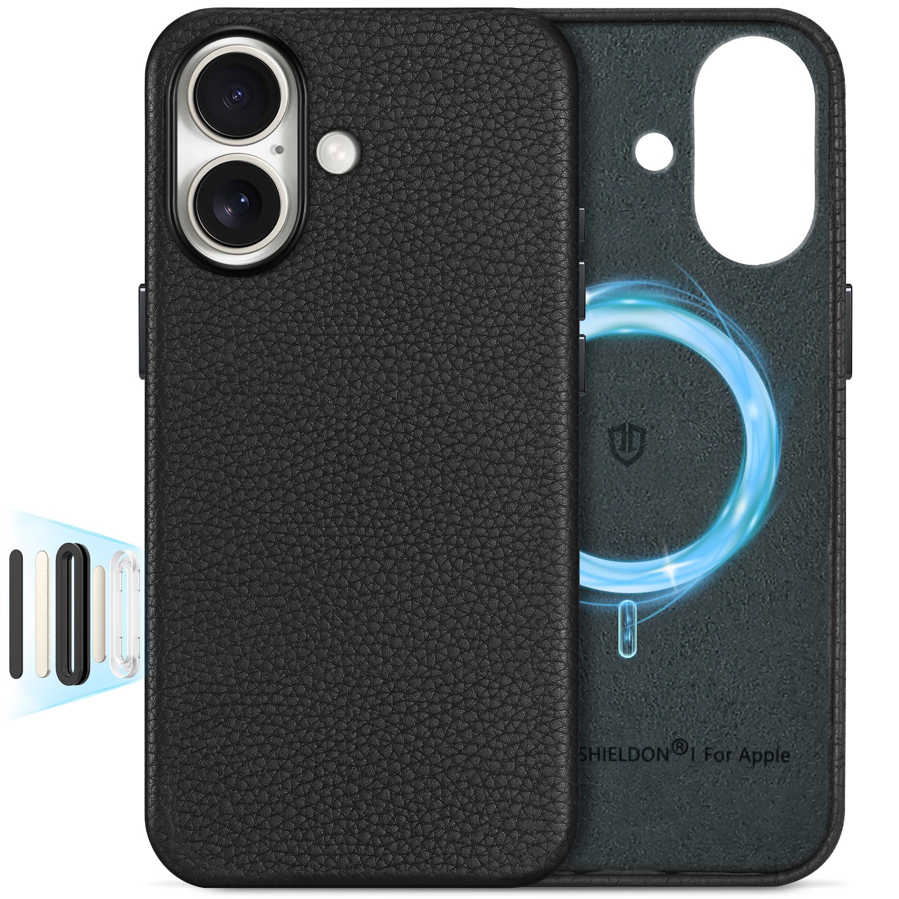 SHIELDON Leather Case for iPhone 17 6.3 2025, Compatible with Magsafe, Updated Camera Button, Magnetic Wireless Charging, Shock-