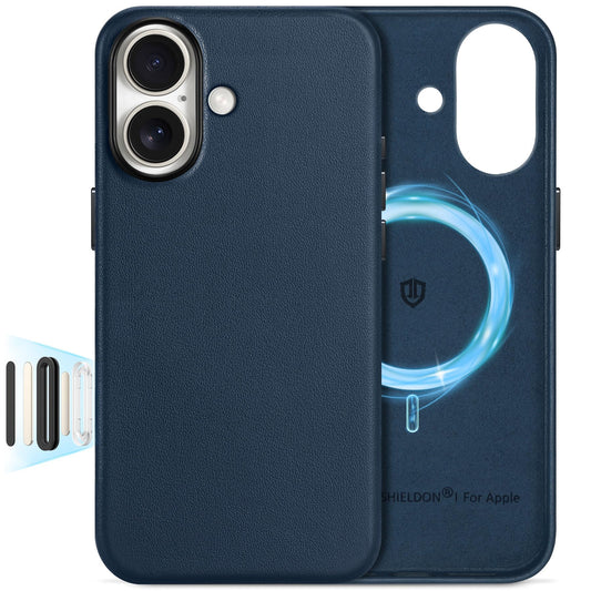 SHIELDON Genuine Leather Case for iPhone 17 6.3 2025, [Camera Button Updated], Compatible with Magsafe, Magnetic Wireless Chargi