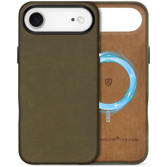 SHIELDON Case for iPhone Air 6.5 Inch 2025 | Top Grain Crazy Horse Leather | Compatible with Magsafe | Magnetic Wireless Chargin