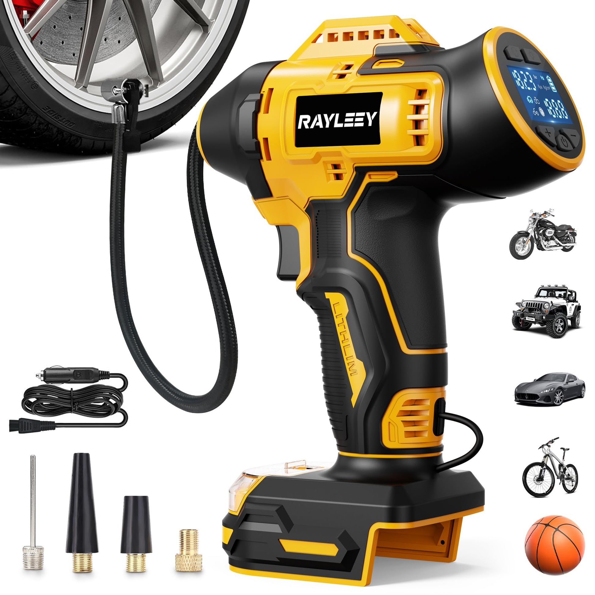 Tire Inflator Cordless for Dewalt MAX 20V Battery [Tool Only], 160PSI Portable Air Inflator with Pressure Gauge, Auto-Shut Off &