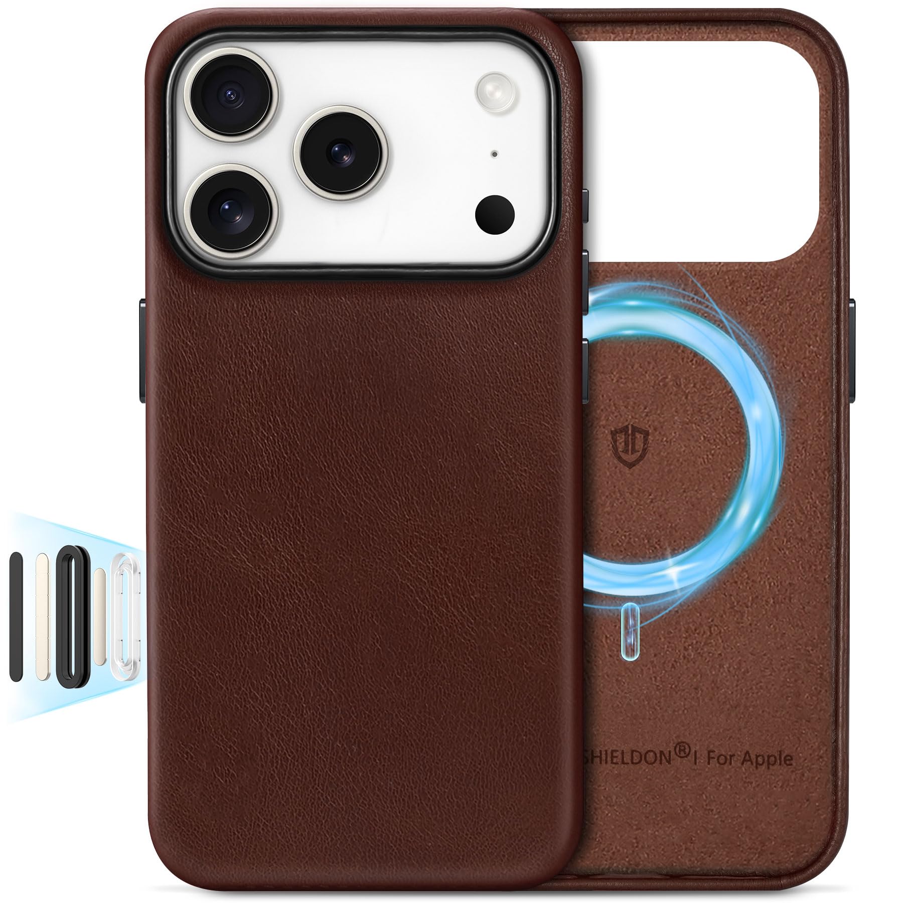 SHIELDON Leather Case for iPhone 17 Pro 6.3 Inch 2025 | [Updated Camera Button] | Compatible with Magsafe | Magnetic Wireless Ch