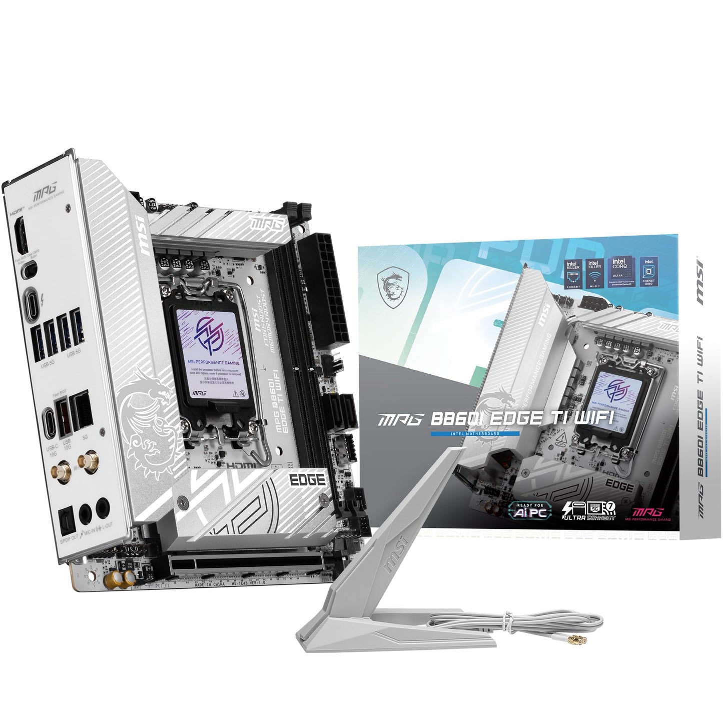 MSI MPG B860I Edge TI WiFi Motherboard (Supports Intel Core Ultra Processors Series 2, LGA 1851, DDR5, PCIe 5.0, M.2, 2.5Gbps LA