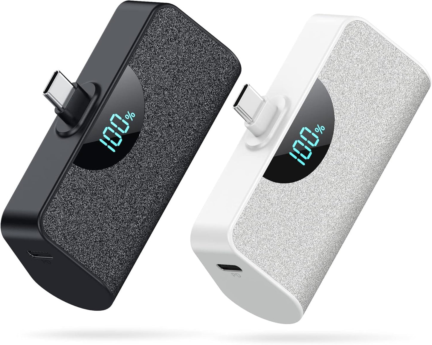 [2-Pack]Portable Charger for iPhone 17/16/15,5200mAh PD USB C Power Bank Built-in USB-C Connector,Battery Pack Compatible with i