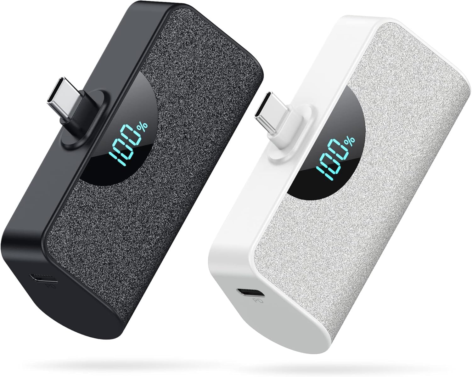 [2-Pack]Portable Charger for iPhone 17/16/15,5200mAh PD USB C Power Bank Built-in USB-C Connector,Battery Pack Compatible with i