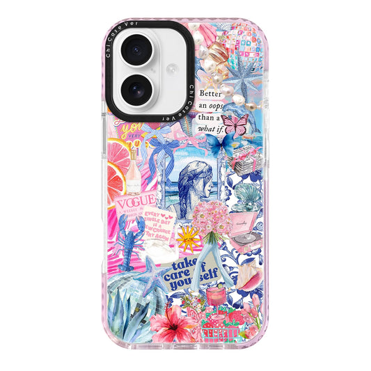 ChiCaseVer for iPhone 17 Case, Coastal Collage Pattern with Romantic Quote, Military-Grade Drop Protection, Seaside Soft Slim TP