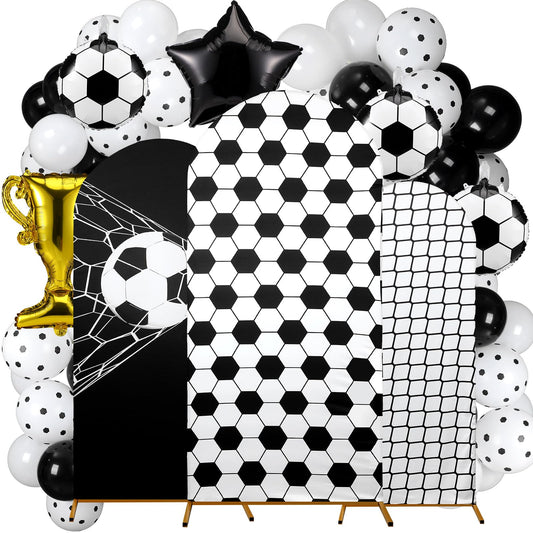 Foilswirl Spandex Arch Backdrop Cover 34 Pcs Soccer Birthday Background Decorations 4ft 5ft 6ft Soccer Arch Backdrop Covers Blac