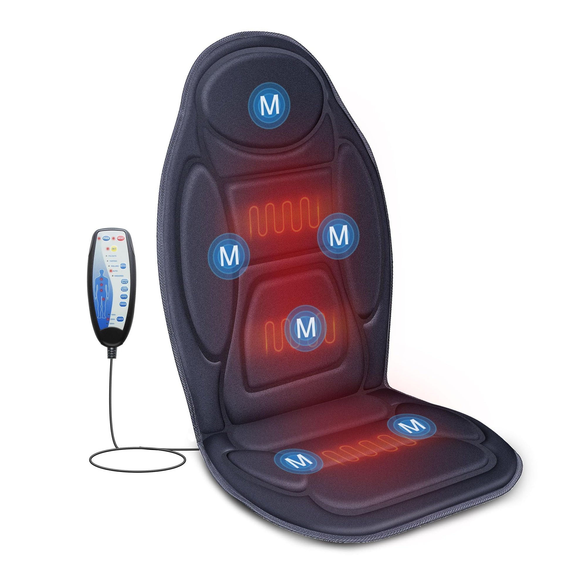 Snailax Vibration Back Massager with Heat, Massage Seat Cushion with 6 Vibrating Motors and 2 Heat Levels, Massage Chair Pad for