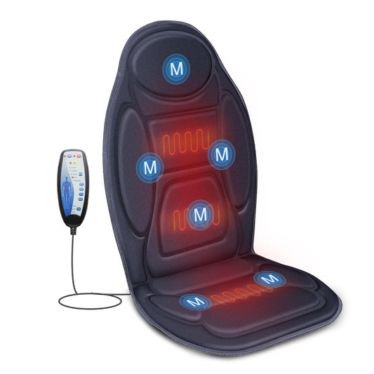 Snailax Vibration Back Massager with Heat, Massage Seat Cushion with 6 Vibrating Motors and 2 Heat Levels, Massage Chair Pad for