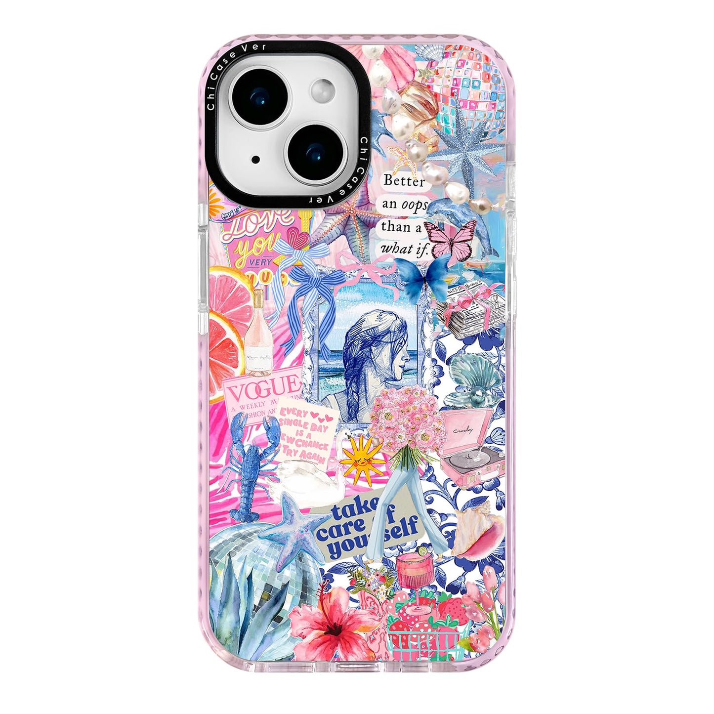 ChiCaseVer for iPhone 14 Case, Coastal Collage Pattern, Military-Grade Drop Protection, Seaside Daydream Soft Slim TPU Protectiv