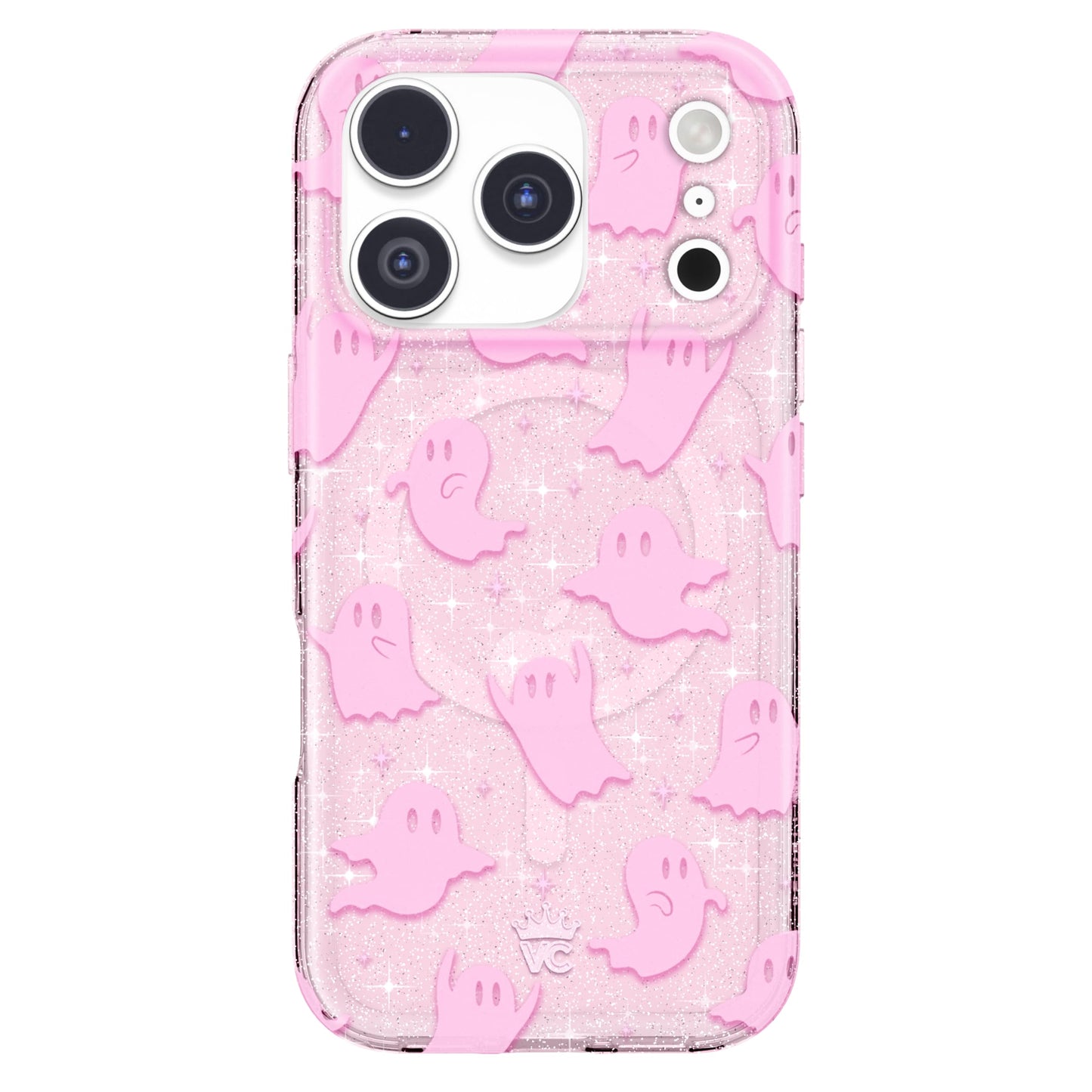 VELVET CAVIAR Case for iPhone 17 Pro | Compatible with MagSafe | 10ft Drop Tested | Protective Halloween Cases | Ghost Pink Glit