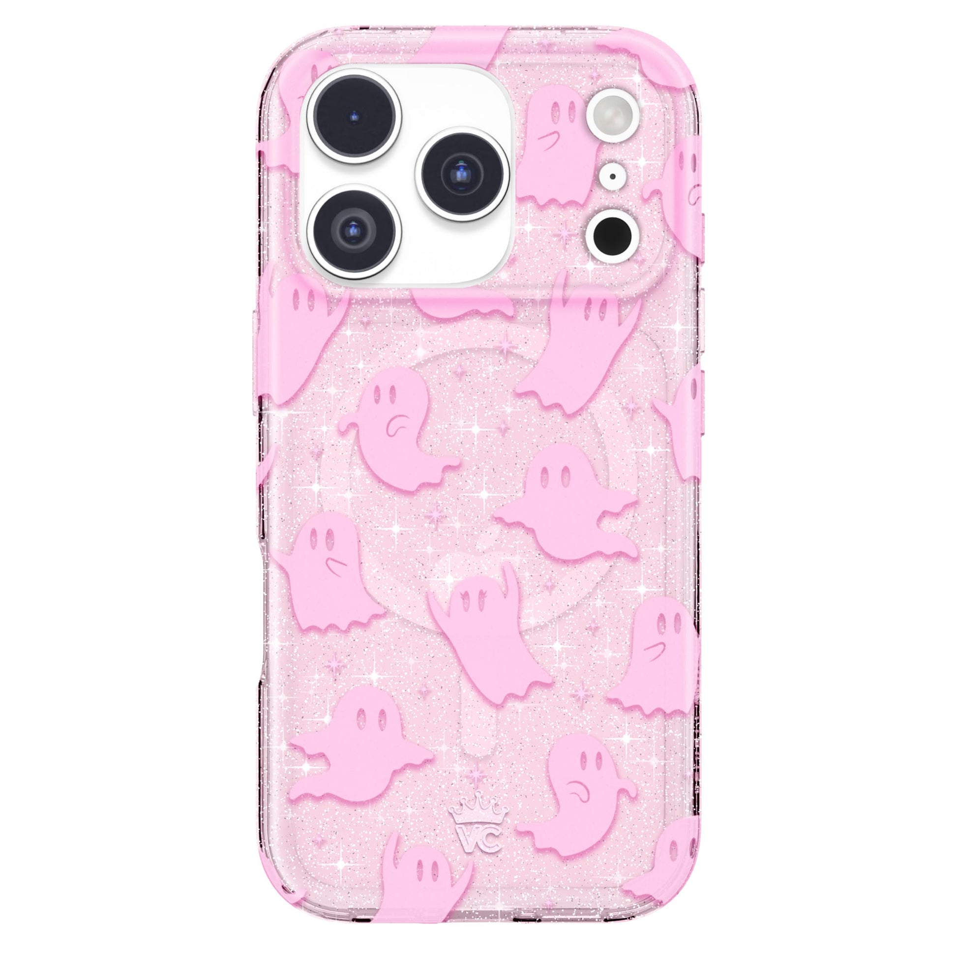 VELVET CAVIAR Case for iPhone 17 Pro | Compatible with MagSafe | 10ft Drop Tested | Protective Halloween Cases | Ghost Pink Glit