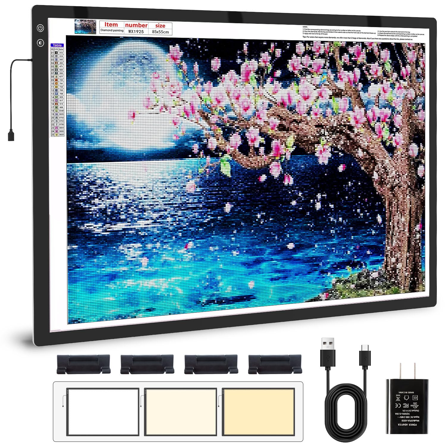 Zocelight A4 Light Box for tracing,Ultra-Thin Magnetic led Light pad for Diamond Painting,3 Level dimming Copy Board for Drawing