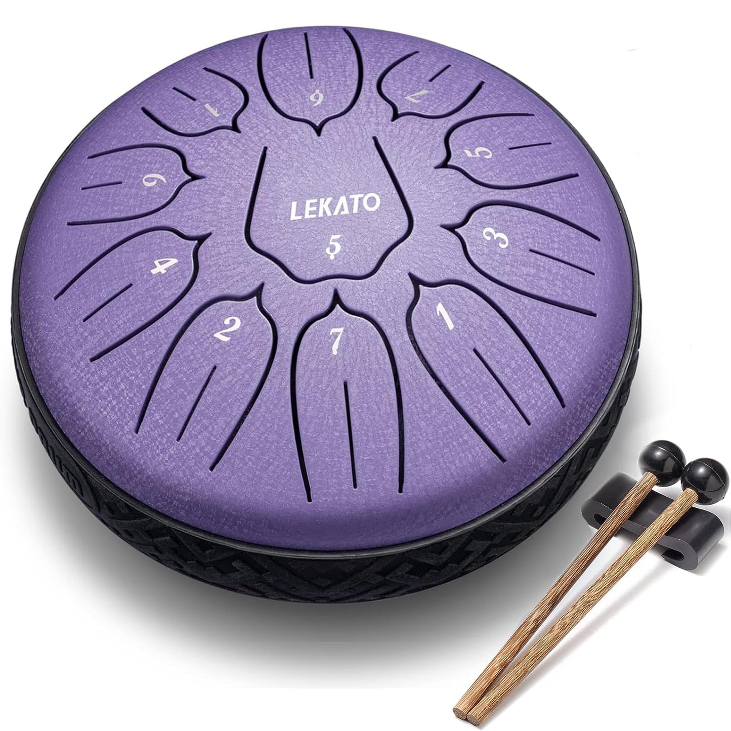 LEKATO Steel Tongue Drum 6 Inch 11 Notes, D Major, Purple - Ideal for Meditation, Yoga, and Music Education, Perfect Gift for All Ages