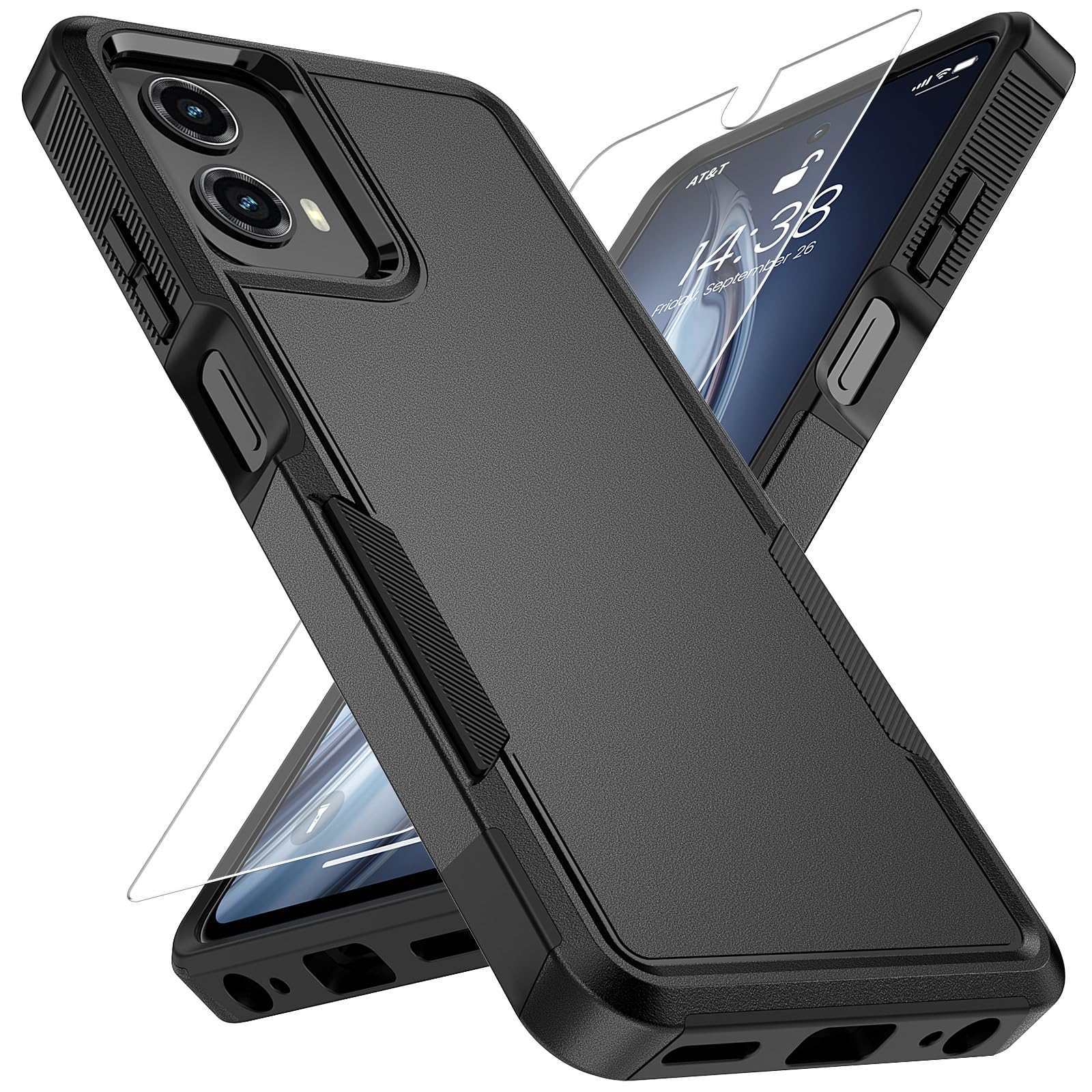 Vinve for Moto G 5G 2024 Case with HD Screen Protector, Military-Grade Shockproof & Dual-Layer Protection, Anti-Slip Grip Design