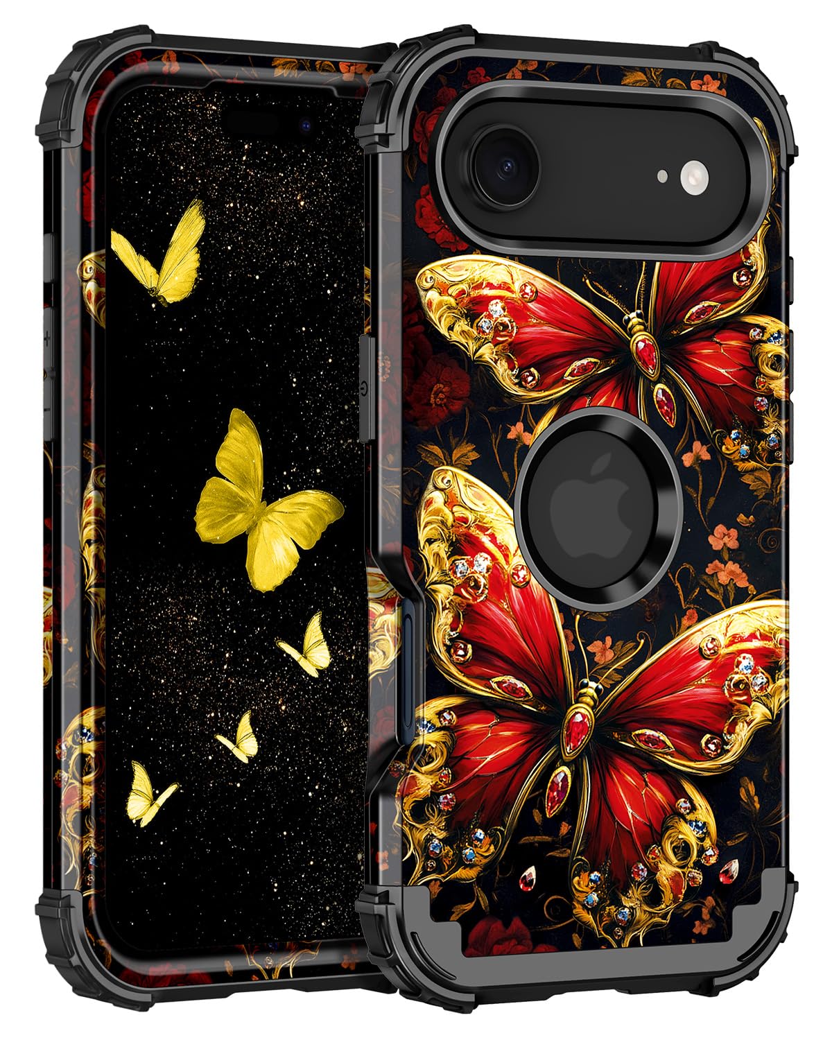 Casetego for iPhone Air Case/iPhone 17 Air Case,Glow in The Dark Three Layer Heavy Duty Sturdy Shockproof Full Protection Rugged