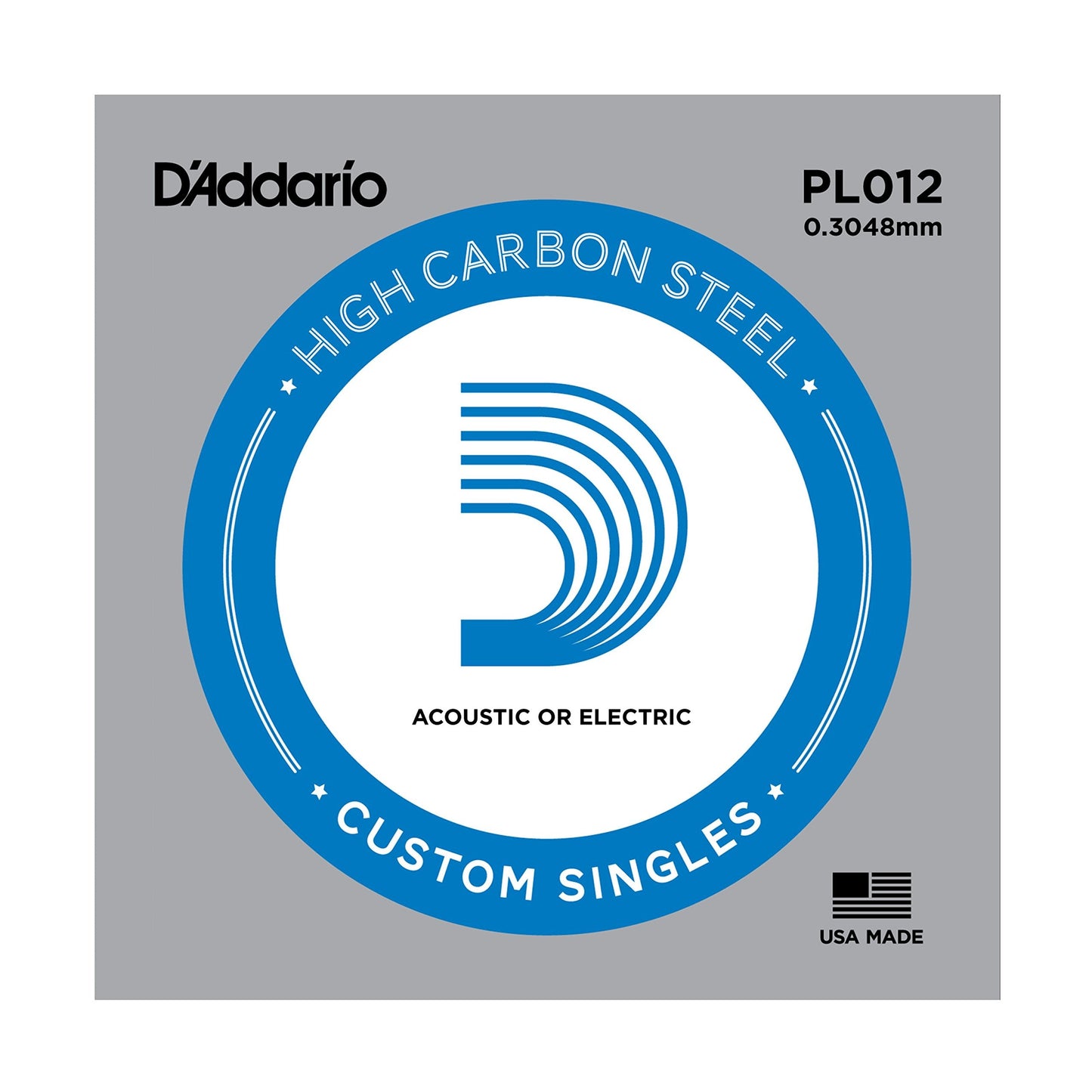 DAddario PL012 Plain Steel Guitar Single String, .012